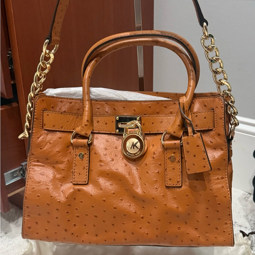 Michael Kors Orange Satchel with Gold Accents
